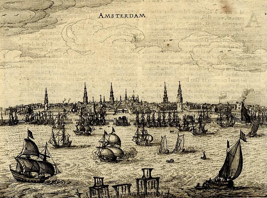 View of Amsterdam (17C etching)